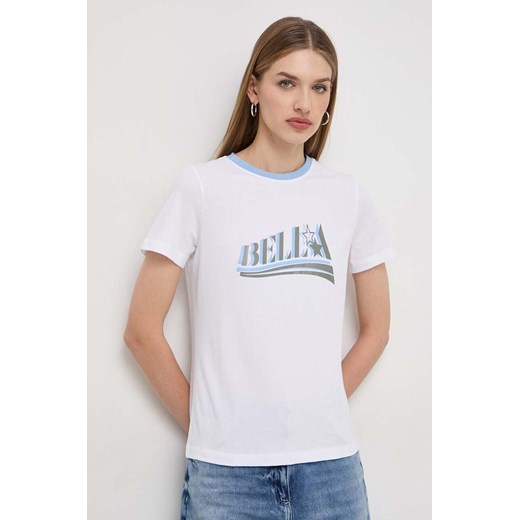 Marella t-shirt bawełniany damski kolor biały 2413971084200 ze sklepu ANSWEAR.com w kategorii Bluzki damskie - zdjęcie 168210330