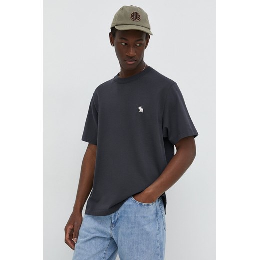 Abercrombie &amp; Fitch t-shirt bawełniany męski kolor czarny gładki ze sklepu ANSWEAR.com w kategorii T-shirty męskie - zdjęcie 168210464