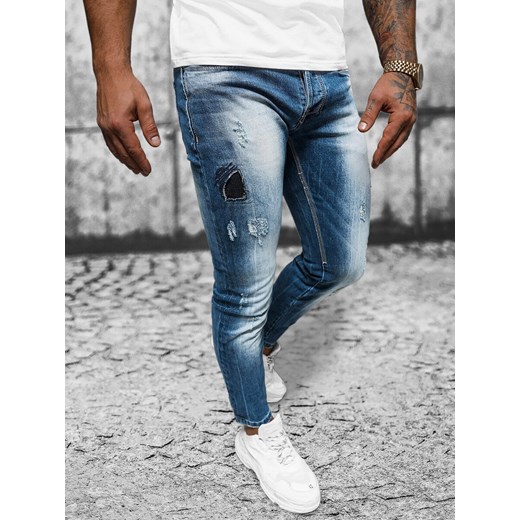 Spodnie jeansowe męskie niebieskie OZONEE NB/MP0008B ze sklepu ozonee.pl w kategorii Jeansy męskie - zdjęcie 168210753