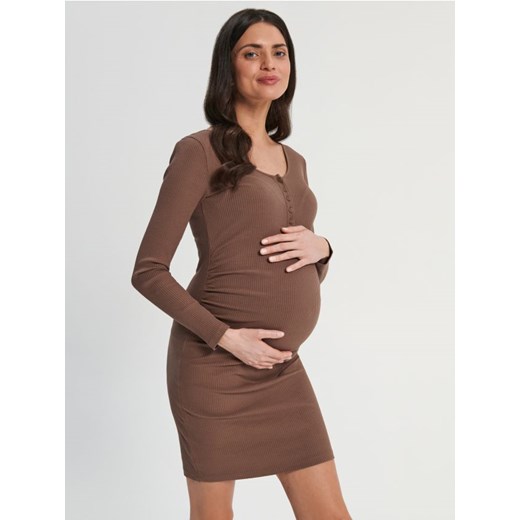 Sinsay - Sukienka mini MAMA - brązowy ze sklepu Sinsay w kategorii Sukienki ciążowe - zdjęcie 168214063