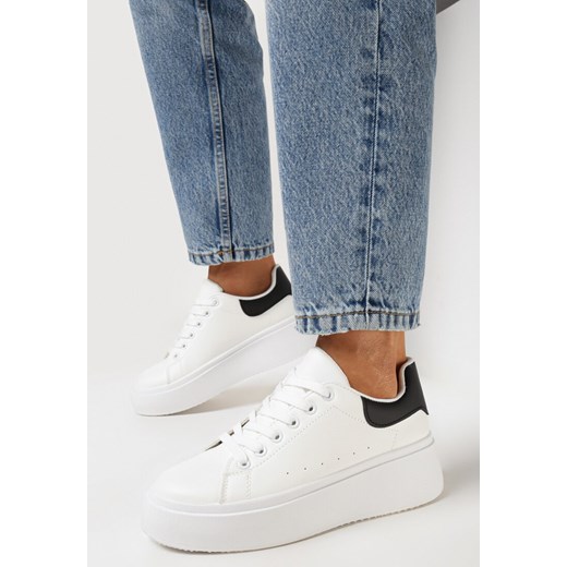 Biało-Czarne Sneakersy na Platformie Spoola ze sklepu born2be.pl w kategorii Buty sportowe damskie - zdjęcie 168214334