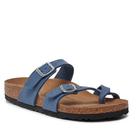Niebieskie klapki damskie BIRKENSTOCK bez zapięcia płaskie casual 