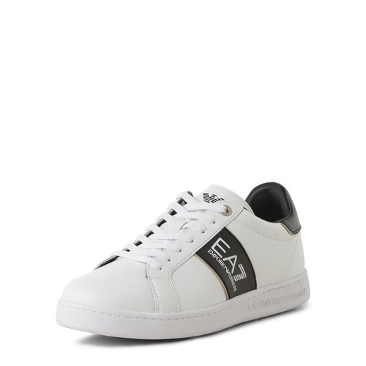 EA7 Emporio Armani Męskie skórzane buty sportowe Mężczyźni skóra biały jednolity ze sklepu vangraaf w kategorii Trampki męskie - zdjęcie 168228972
