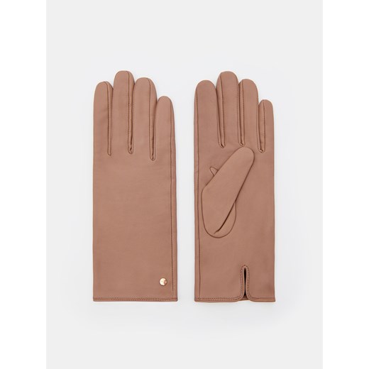 Mohito - Skórzane rękawiczki - beżowy ze sklepu Mohito w kategorii Rękawiczki damskie - zdjęcie 168230810