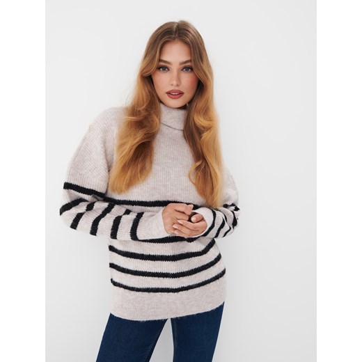 Mohito - Golf w paski - beżowy ze sklepu Mohito w kategorii Swetry damskie - zdjęcie 168233641