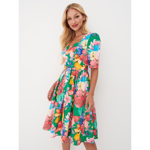 Mohito - Sukienka midi w kwiaty - Zielony Mohito 32 Mohito wyprzedaż