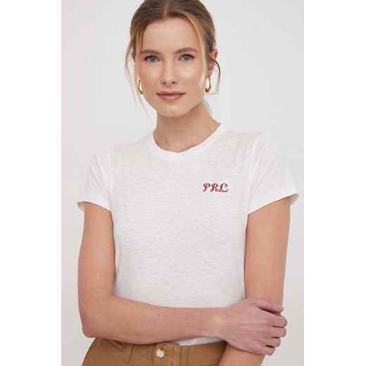 Polo Ralph Lauren t-shirt bawełniany damski kolor beżowy ze sklepu ANSWEAR.com w kategorii Bluzki damskie - zdjęcie 168238181