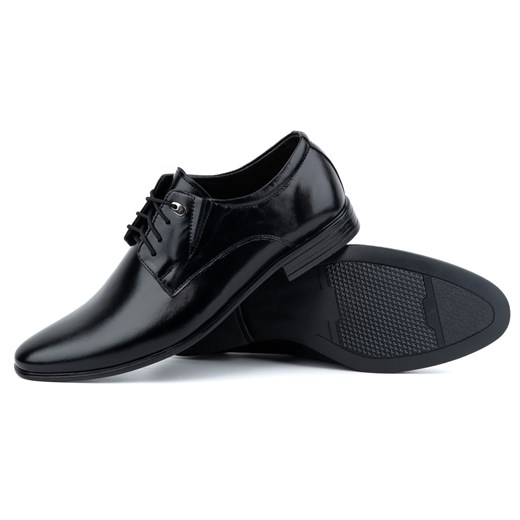 Wizytowe buty męskie skórzane sznurowane eleganckie 304LU czarne ze sklepu butyolivier w kategorii Buty eleganckie męskie - zdjęcie 168243361