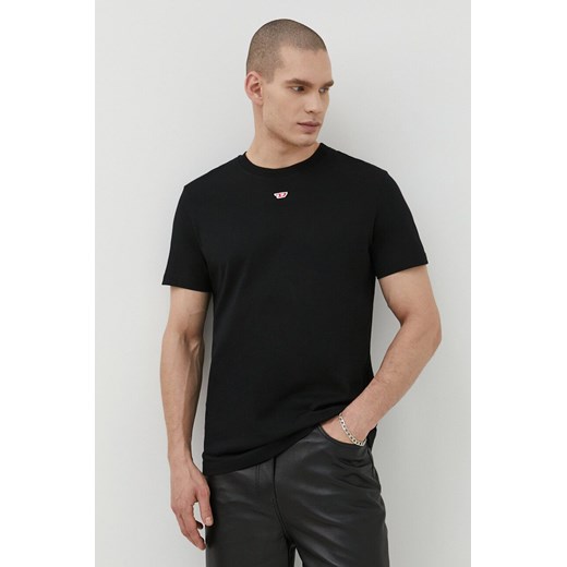 Diesel t-shirt bawełniany męski kolor czarny z aplikacją Diesel XXL ANSWEAR.com