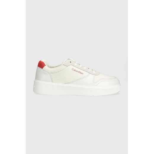 Calvin Klein sneakersy skórzane LOW TOP LACE UP BSKT kolor biały HM0HM01402 ze sklepu ANSWEAR.com w kategorii Buty sportowe męskie - zdjęcie 168246274