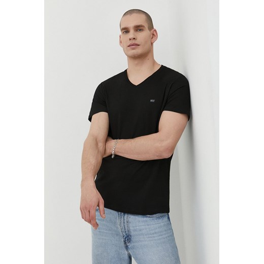 Diesel t-shirt bawełniany 3-pack męski kolor czarny gładki ze sklepu ANSWEAR.com w kategorii T-shirty męskie - zdjęcie 168246371