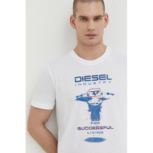 Diesel t-shirt bawełniany męski kolor biały z nadrukiem Diesel S ANSWEAR.com