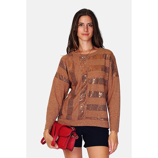 ASSUILI Sweter w kolorze jasnobrązowym ze sklepu Limango Polska w kategorii Swetry damskie - zdjęcie 168248051