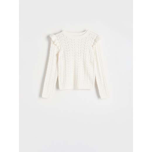 Reserved - Ażurowy sweter - złamana biel Reserved 158 (12 lat) Reserved