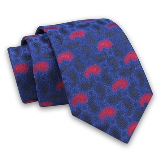 Męski Krawat Alties - Niebieski w Czerwone Paisley KRALTS0471 ze sklepu JegoSzafa.pl w kategorii Krawaty - zdjęcie 168250191