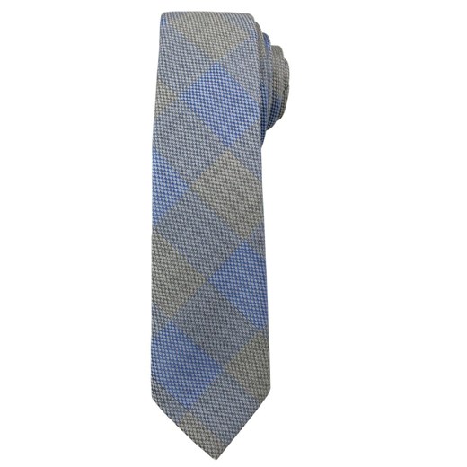 Męski Krawat Alties - Popielato-niebieski w Duże Kwadraty KRALTS0146 ze sklepu JegoSzafa.pl w kategorii Krawaty - zdjęcie 168250193