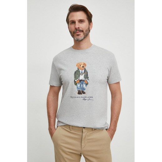 Polo Ralph Lauren t-shirt bawełniany kolor szary z nadrukiem ze sklepu ANSWEAR.com w kategorii T-shirty męskie - zdjęcie 168250231