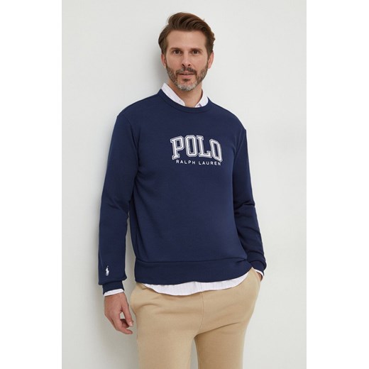 Polo Ralph Lauren bluza męska kolor granatowy z nadrukiem ze sklepu ANSWEAR.com w kategorii Bluzy męskie - zdjęcie 168250304