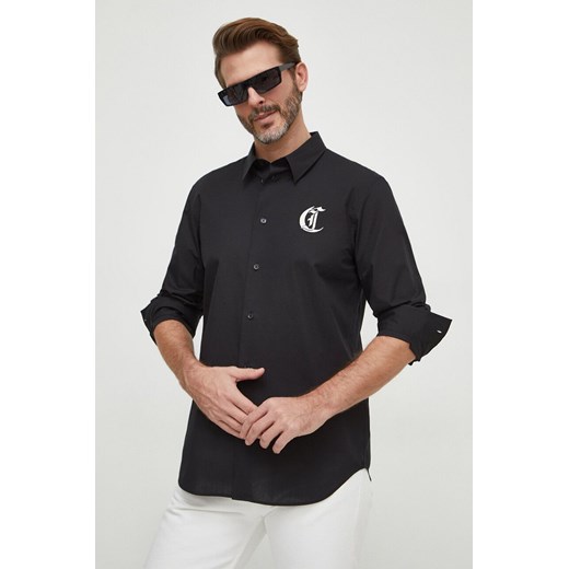 Just Cavalli koszula bawełniana męska kolor czarny regular z kołnierzykiem klasycznym 76OAL2S1 CN500 ze sklepu ANSWEAR.com w kategorii Koszule męskie - zdjęcie 168250344