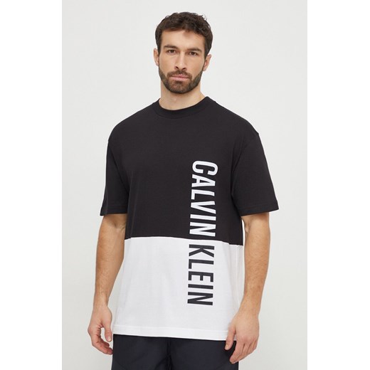 Calvin Klein t-shirt plażowy bawełniany kolor czarny z nadrukiem Calvin Klein XXL ANSWEAR.com