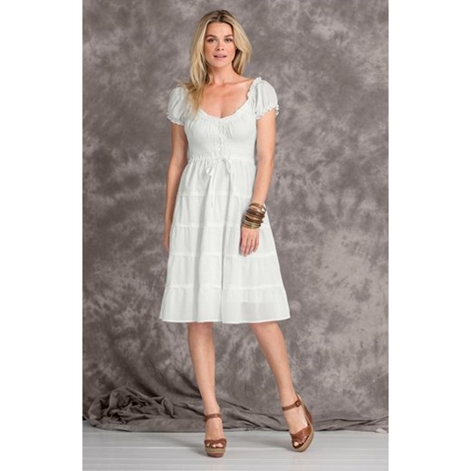 Sukienka biały halens-pl brazowy bawełna