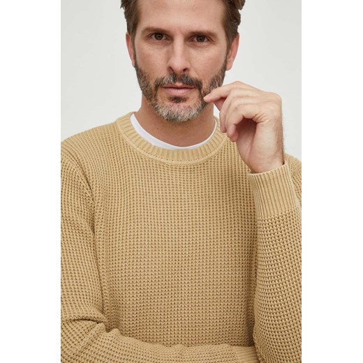 Pepe Jeans sweter bawełniany kolor beżowy ze sklepu ANSWEAR.com w kategorii Swetry męskie - zdjęcie 168256422