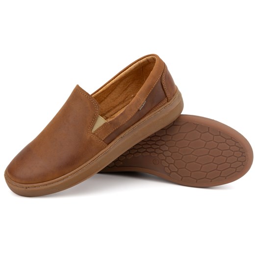 Buty męskie wsuwane ze skóry naturalnej POLBUT 2124 camel Polbut 42 butyolivier