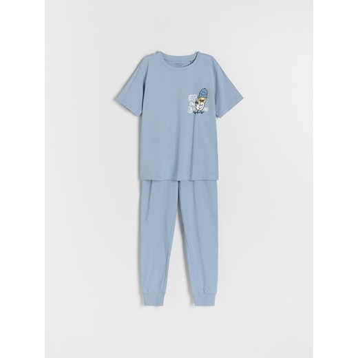 Reserved - Bawełniana piżama z nadrukiem - niebieski ze sklepu Reserved w kategorii Piżamy dziecięce - zdjęcie 168267182