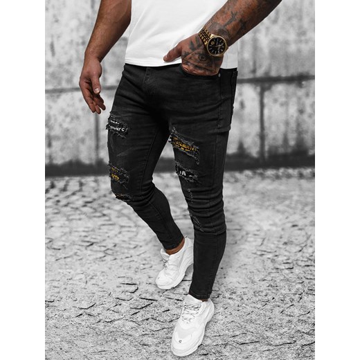Spodnie jeansowe męskie czarne OZONEE DR/TF219 ze sklepu ozonee.pl w kategorii Jeansy męskie - zdjęcie 168269040