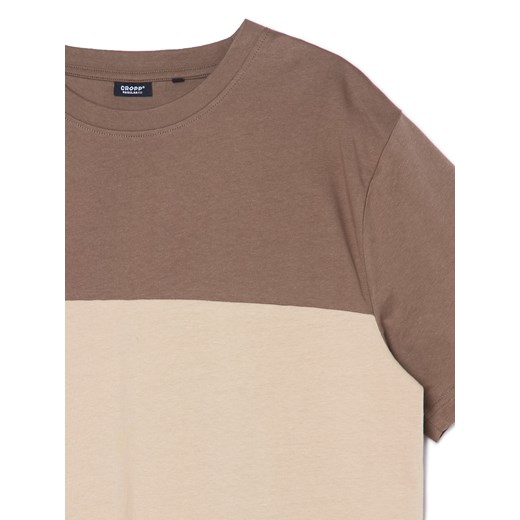 Cropp - Trójkolorowy T-shirt - brązowy ze sklepu Cropp w kategorii T-shirty męskie - zdjęcie 168270554