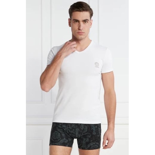 T-shirt męski biały Versace na wiosnę z krótkimi rękawami