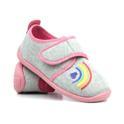 Miękkie kapcie, buty dziecięce z tęczą - BEFADO 902Y020, szare ze sklepu ulubioneobuwie w kategorii Kapcie dziecięce - zdjęcie 168279112