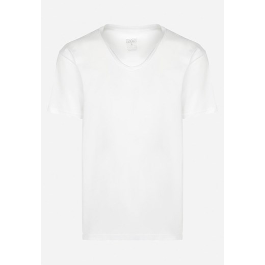 Biała Klasyczna Koszulka z Trójkątnym Dekoltem i Krótkim Rękawem Vorffa ze sklepu Born2be Odzież w kategorii T-shirty męskie - zdjęcie 168279212