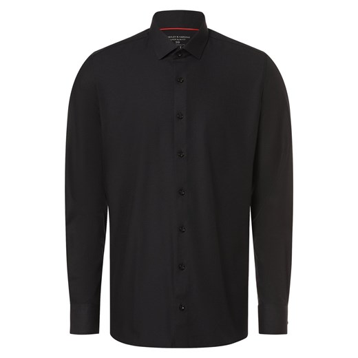 Finshley & Harding Koszula męska Mężczyźni Super Slim Fit Bawełna czarny jednolity ze sklepu vangraaf w kategorii Koszule męskie - zdjęcie 168282371