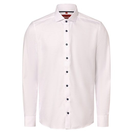 Finshley & Harding Koszula męska - Łatwe prasowanie Mężczyźni Slim Fit Bawełna biały wypukły wzór tkaniny ze sklepu vangraaf w kategorii Koszule męskie - zdjęcie 168282372