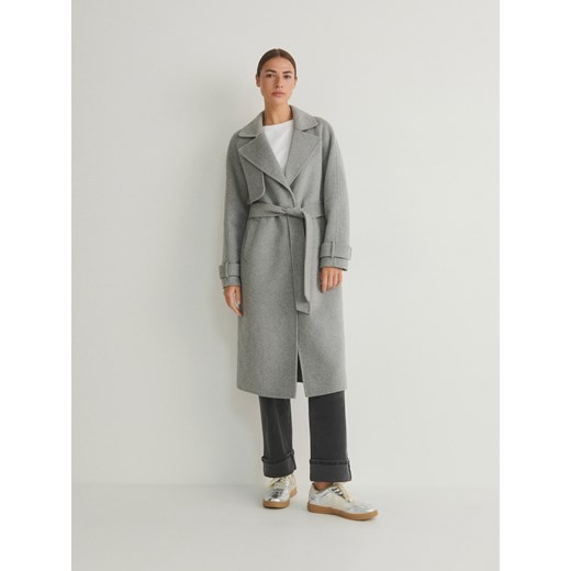 Reserved - Płaszcz z dodatkiem wełny - jasnoszary ze sklepu Reserved w kategorii Płaszcze damskie - zdjęcie 168282991