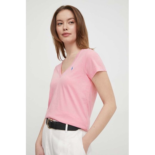 Polo Ralph Lauren t-shirt bawełniany kolor różowy ze sklepu ANSWEAR.com w kategorii Bluzki damskie - zdjęcie 168286992