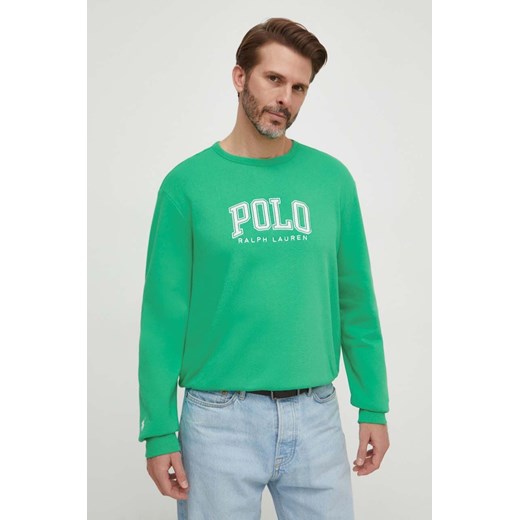 Polo Ralph Lauren bluza męska kolor zielony z nadrukiem ze sklepu ANSWEAR.com w kategorii Bluzy męskie - zdjęcie 168287002