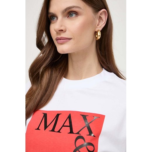 Max & Co. bluzka damska z krótkim rękawem z okrągłym dekoltem z napisami 