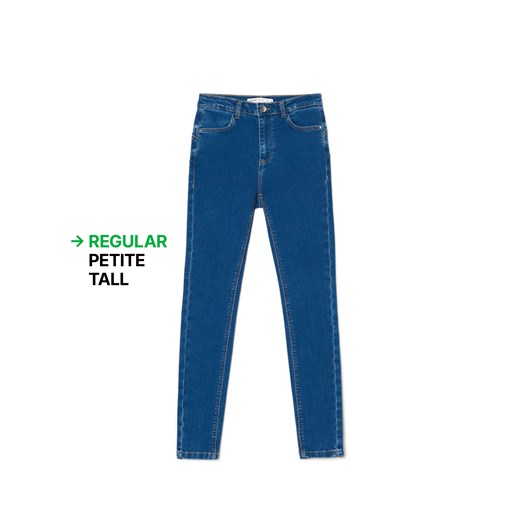 Cropp - Niebieskie jeansy skinny push up - niebieski Cropp 32 Cropp
