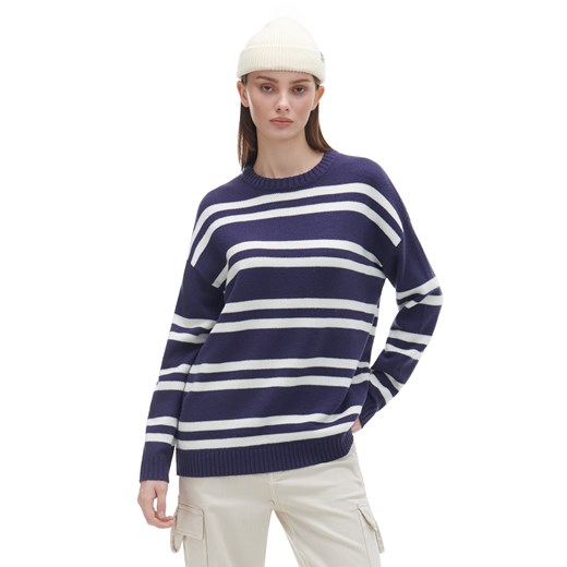 Cropp - Granatowo-biały sweter w paski - granatowy ze sklepu Cropp w kategorii Swetry damskie - zdjęcie 168288392