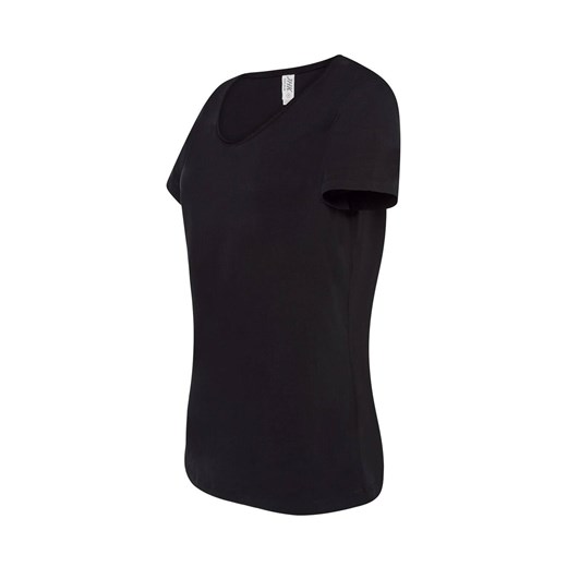 Bluzka damska JK Collection czarna z okrągłym dekoltem z krótkim rękawem 