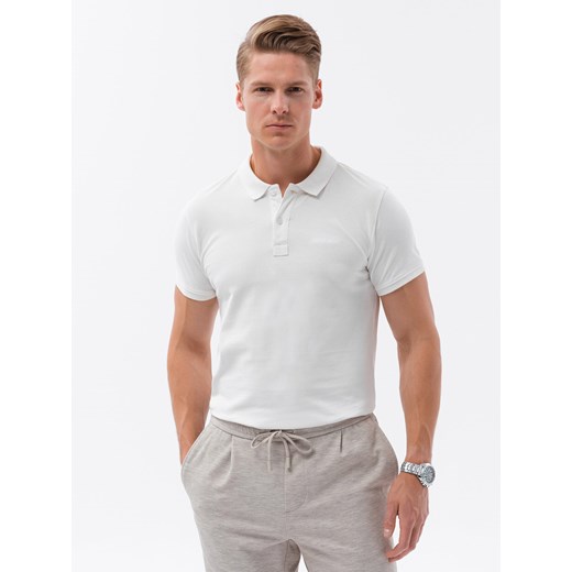Koszulka polo z dzianiny pique - ecrue V7 S1746 L ombre