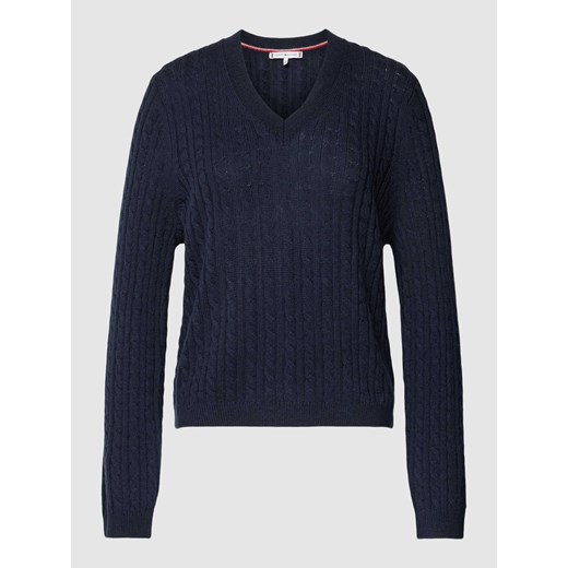 Sweter z dzianiny z wełny ze ściegiem warkoczowym ze sklepu Peek&Cloppenburg  w kategorii Swetry damskie - zdjęcie 168293920