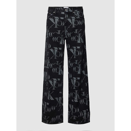 Jeansy z poszerzaną nogawką i wzorem z logo na całej powierzchni model ‘90 S LOOSE’ ze sklepu Peek&Cloppenburg  w kategorii Jeansy męskie - zdjęcie 168296130