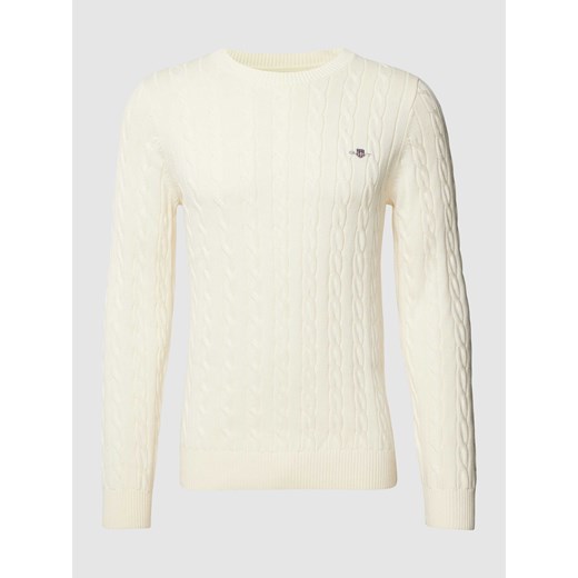 Sweter z dzianiny z bawełny z detalem z logo ze sklepu Peek&Cloppenburg  w kategorii Swetry męskie - zdjęcie 168298513