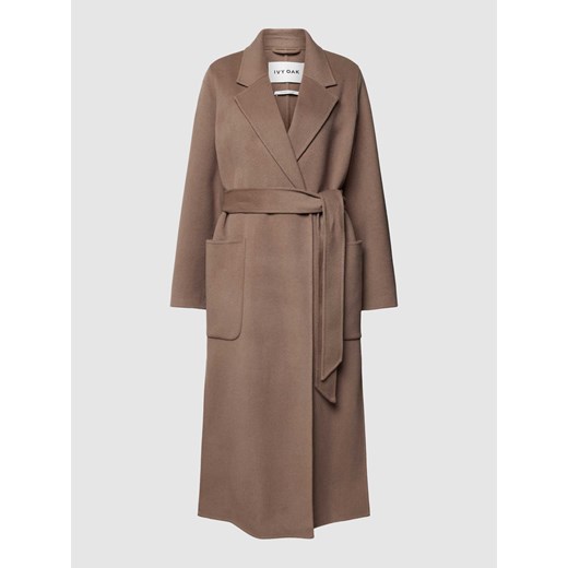 Płaszcz wełniany z wiązanym paskiem model ‘CELIA’ ze sklepu Peek&Cloppenburg  w kategorii Płaszcze damskie - zdjęcie 168298590