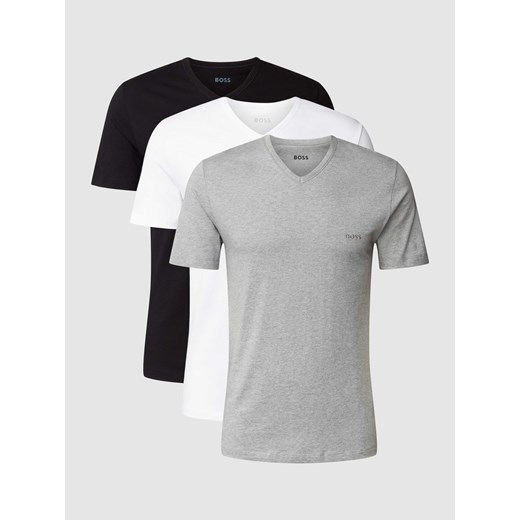 T-shirt z dekoltem w serek w zestawie 3 szt. model ‘Classic’ XXL Peek&Cloppenburg  okazja