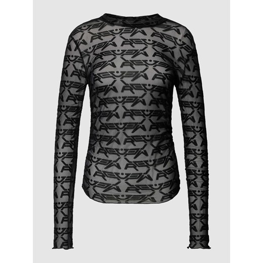Bluzka z długim rękawem i wzorem z logo na całej powierzchni ze sklepu Peek&Cloppenburg  w kategorii Bluzki damskie - zdjęcie 168308862