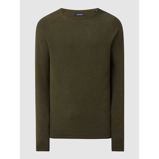 Sweter z dzianiny z naszywką z logo model ‘HILL’ ze sklepu Peek&Cloppenburg  w kategorii Swetry męskie - zdjęcie 168318140